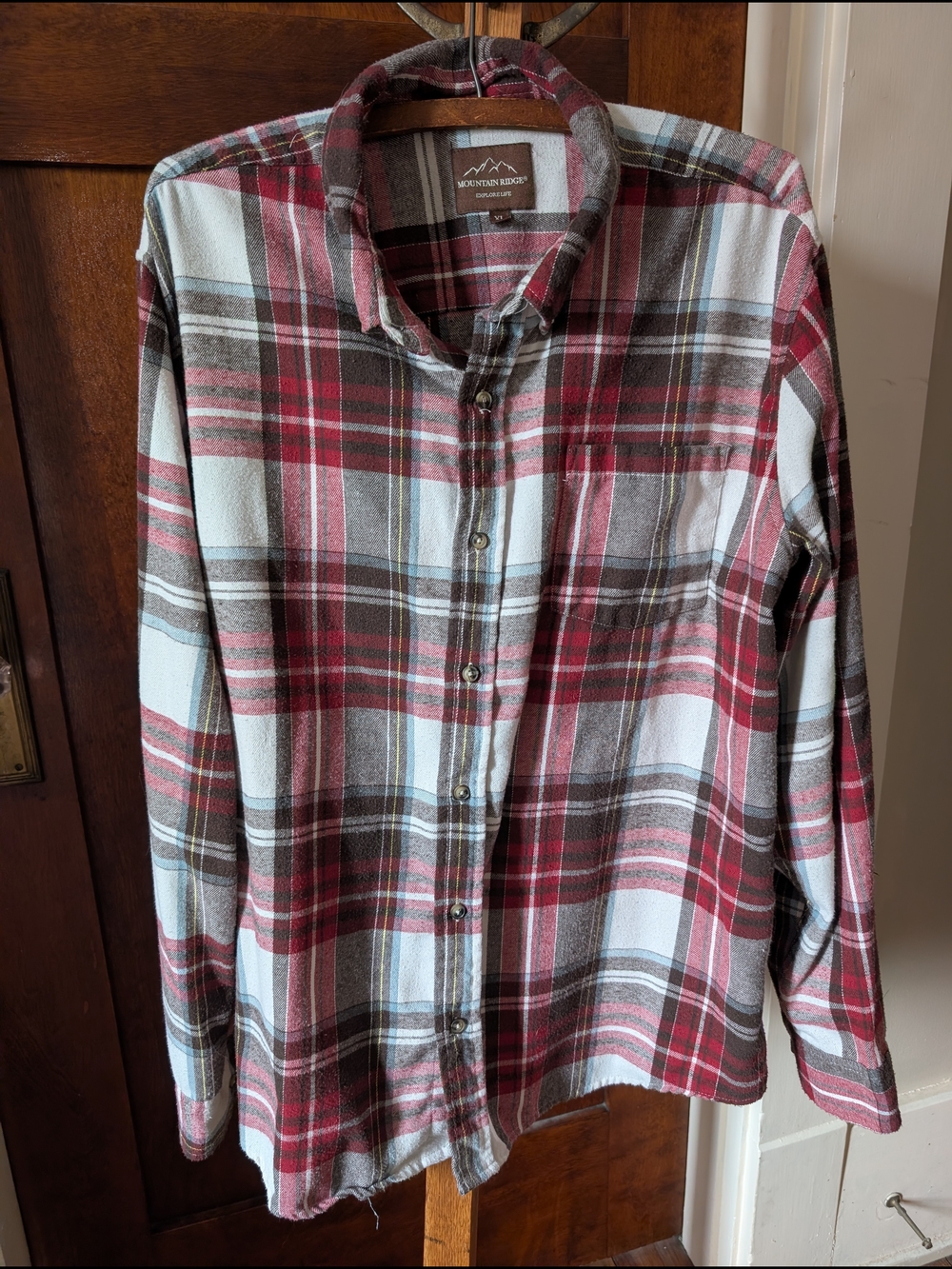 Mountain Ridge Men's Red Plaid Button-Down Shirt